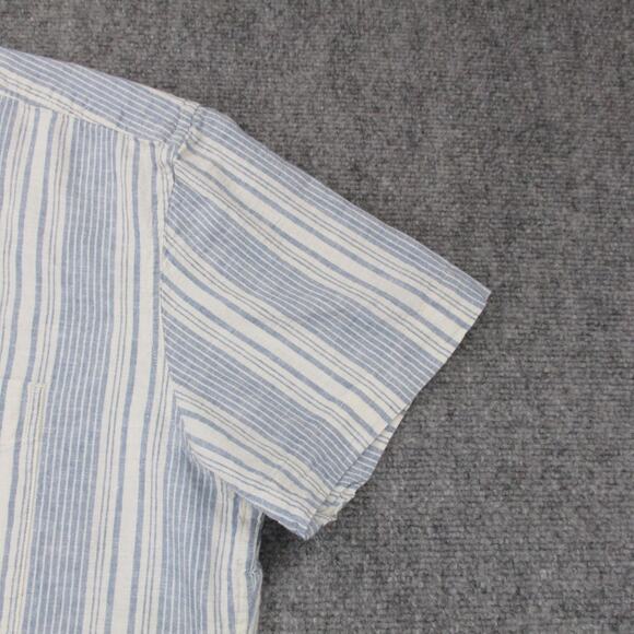 Tommy Hilfiger Shirt Mens 2XL Blue White Striped Linen Blend Short Sleeve Button - Picture 13 of 16